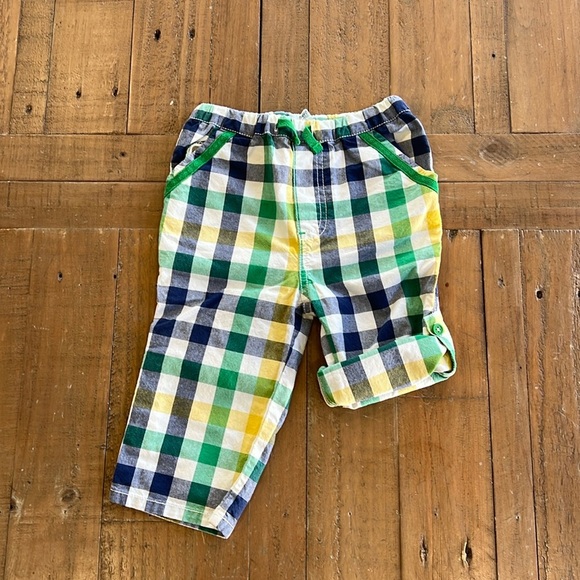 Baby Boden spring plaid button cuff pants - Picture 1 of 6